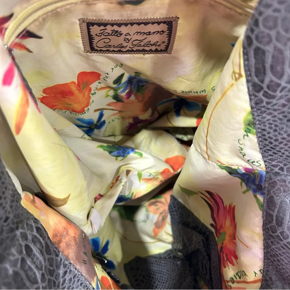 FATTO A MANO by CARLOS FALCHI Gray Faux Python Tote - Picture 11 of 11